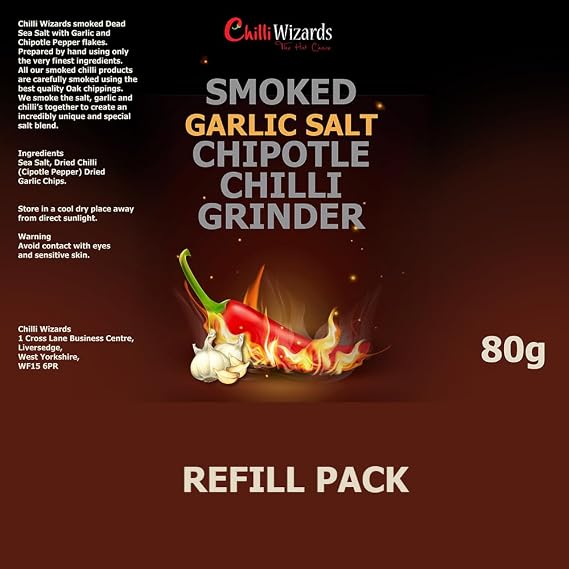 Chipotle Chilli, Garlic and Dead Sea Salt Grinder Refill 80g.