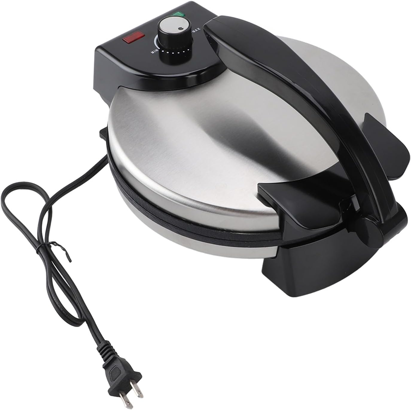 Gazaar 25.4 cm 電動トルティーヤメーカー、Roti Maker、電気トルティーヤプレスメーカー、ノブ温度制御付きノンスティックチャパティマシン、調理用ステンレススチールカバー、Rotiメーカー