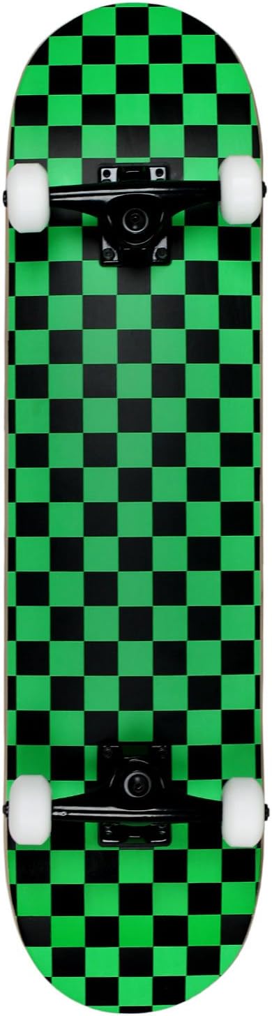 Krown Rookie Checker Skateboard - Pro Style Quality - Maple 7-Ply Deck, Aluminum Trucks, Urethane Wheels, Precision Bearings - The Perfect Beginners First Board