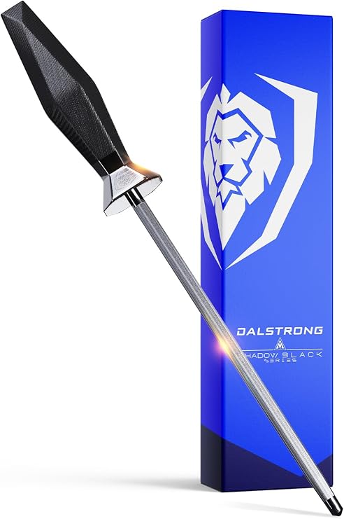 Dalstrong Honing Rod Steel - 9 inch - Shadow Black Series - Black Titanium Nitride Coated - High Carbon 7CR17MOV-X Vacuum Treated Steel - Scratch Free - Kitchen Knife Sharpener Polish - NSF Certified