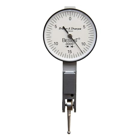 TESA Brown & Sharpe 599-7031-3 Top Mounted Dial Test Indicator Set, White Dial, M1.4 x 0.3 Thread, 0-15-0 Reading, 1.5" Dial Diameter, 0"-0.03" Range, 0.0005" Graduation, +/-0.0005" Accuracy