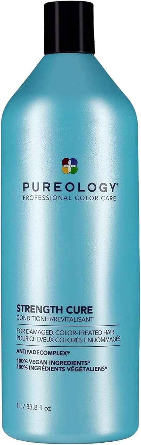 Pureology Strength Cure Strengthening Conditioner, For Damaged, Colour Treated Hair, Vegan Formulas, Sulphate Free for a Gentle Cleanse