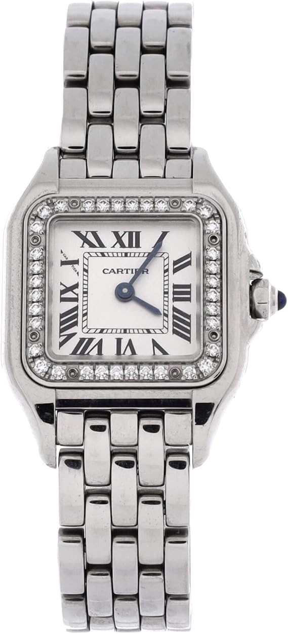 Pre-Loved Panthere de Cartier Quartz Watch Stainless Steel with Diamond Bezel 22, Silver