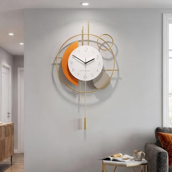 Cuspin Modern Gold Wall Clock Geometric Metal Decorative Pendulum Clock