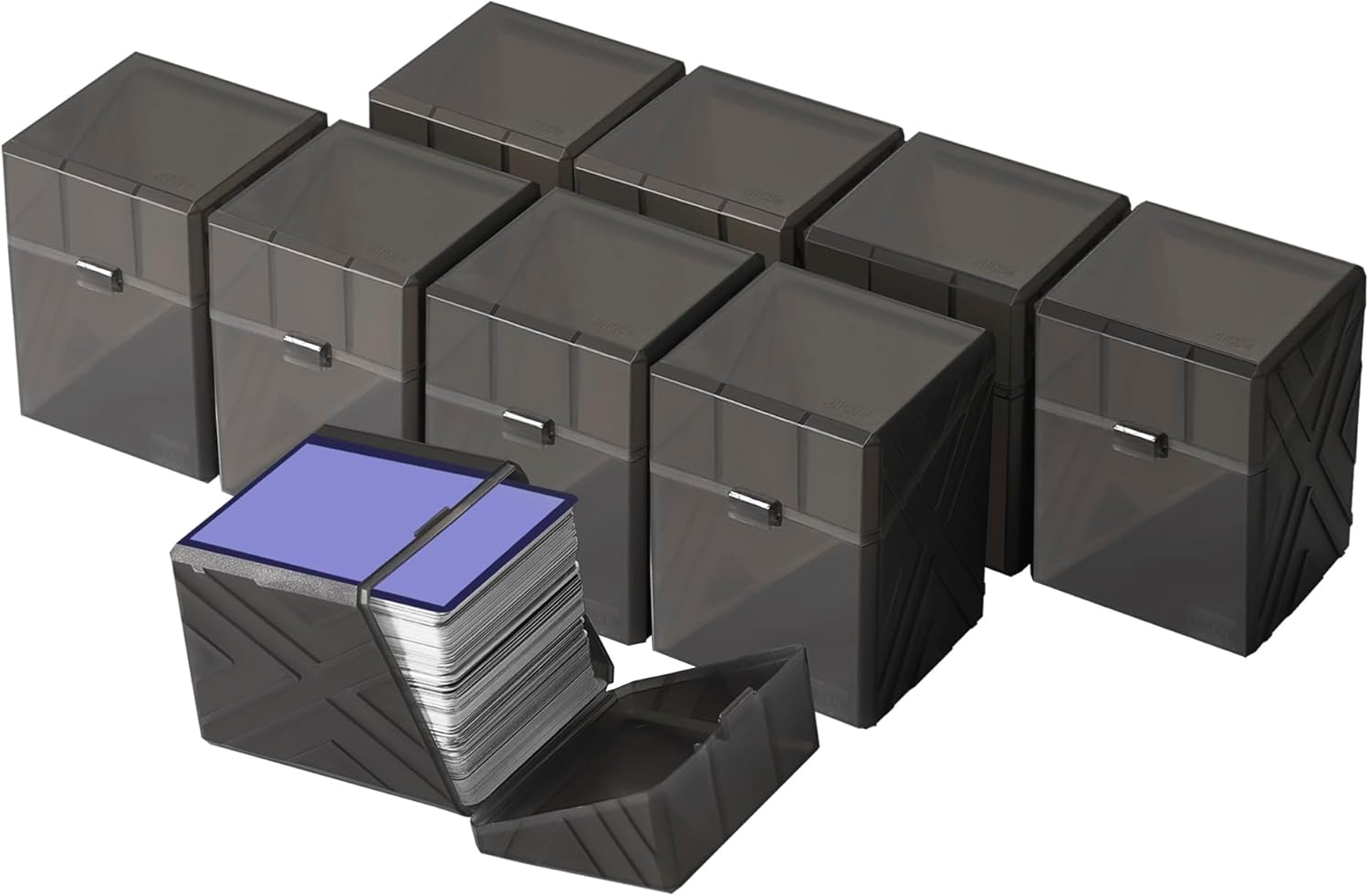 Brappo 9 Pack Card Deck Boxes for 200 Standard Size Card Storage Box, Clear Commander Card Deck CaseCompatible MTG, Trading Cards, Sport Cards.No Cards Black, 9 pack
