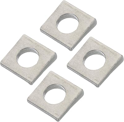PATIKIL M10 Beveled Square Washers, 4Pcs Thickness 2 to 5.3mm 304 Stainless Steel Wedge Washers for Shim Leveling Fastener Hardware, Silver