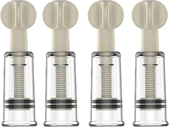 4 pcs Nipple Corrector Cups - Nipple Inverted, Flat and Shy Nipples, Vacuum Twist Suction Cupping Device White Nipple Corrector Suction Cups for Relaxation Pain Body Pregnant Woman Breastfeeding