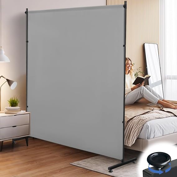 Room Divider, 73x75inch Large Privacy Screen with Adjustable Feet,Portable Single Panel Partition Wall for Room Separation,Room Separator with Thickened Fabric for Indoor Office,Bedroom,Outdoor Patio