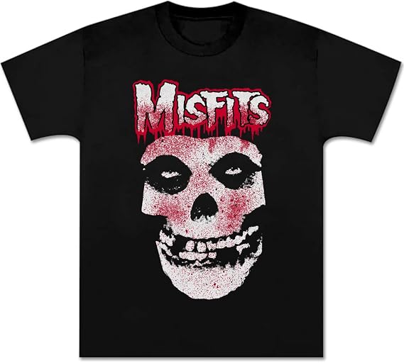 Misfits Shirt Red Skull Logo Splatter Printing Youth Fit Womens Shirtsweat Vintage Club Fans T-Shirts for Adult Man Black Large