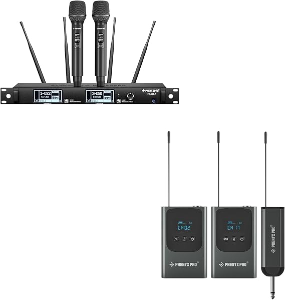 Phenyx Pro Dual-Channel Wireless Microphone System PTAU-2 Bundle with PDP-2-2B