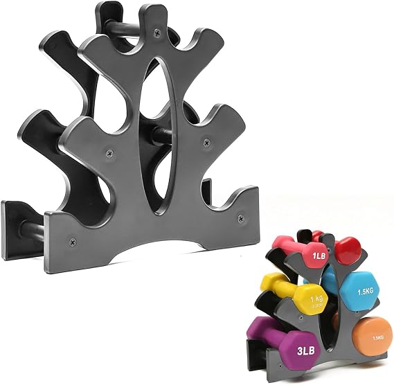 Dumbbell Rack, 3 Tier Vertical Dumbbell Weights Rack Set 6 Hand Exercise Fitness Gym Dumbells, Hex Dumbbell Storage, Dumbbell Tree, Hand Weight Tower Stand Gym Dumbbell Rack Dumbbells Rack Fitness