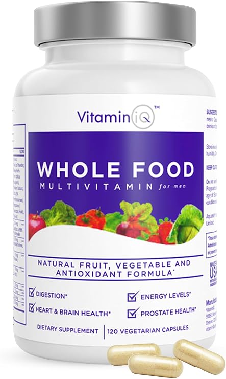Whole Food Multivitamin for Men (120 Vegetarian Capsules) Mens Daily Multivitamin with Calcium, Magnesium, Selenium, and Essential Vitamins A, B6, C, D3, E, and More