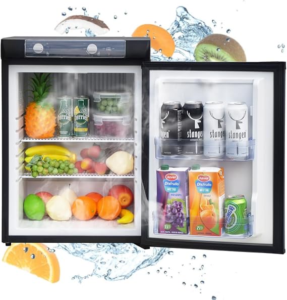 Smad 3 Way Refrigerator Compact 110V 12V LPG Gas Propane Refrigerator 2.1 Cu.ft. for RV Camper Truck Boat Off Grid, Indoor & Outdoor, Black
