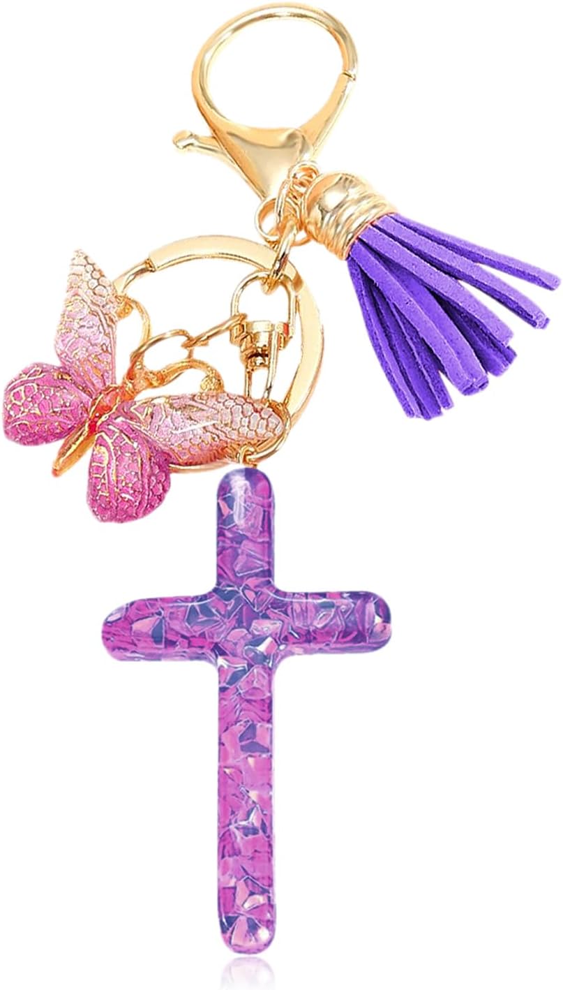 Cross Keychain Butterfly Bag Charms for Handbags Cross Purse Charms for Women Trendy Gifts