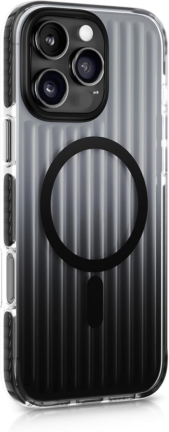 Minesk iPhone 16 Pro Max için Elite Serisi MagSafe ile Uyumlu Arkası Yarı Saydam Parmak izi Tutmayan ve Çizilmeyen Polikarbonat Kenarları Yumuşak Silikon Kılıf (Siyah, 16 Pro Max)