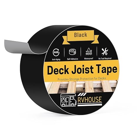 Deck Joist Tape, 2 in x 50 ft Waterproof Butyl Flashing Tape | UV-Resistant Butyl Sealant Protects Wood Joists, Beams, Rv Roofs and Outdoor Decks from Water, Moisture and Weather Damage