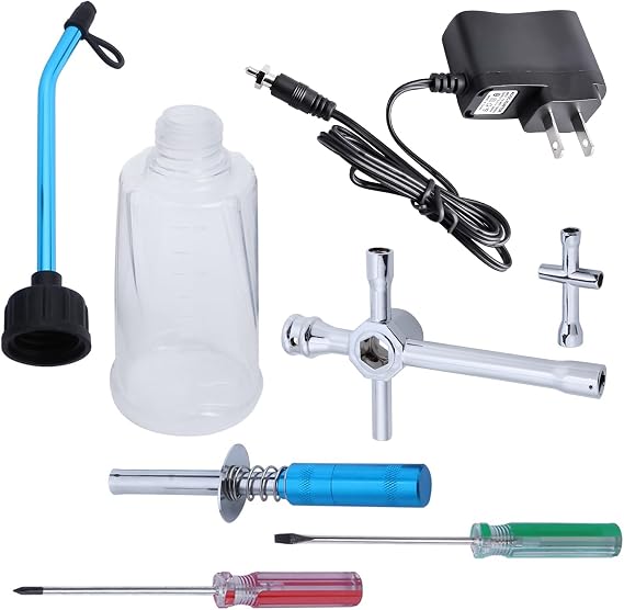 Nitro Starter Kit-Nitro Igniter (Support AA Battery) with RC Glow Plug Driver/Fuel Tank/Charger/Hex Cross Wrenches, fit Monster Truck Off Road Buggy RC Nitro Car Airplane Boat