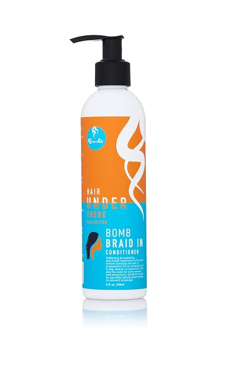 CURLS Hair Under There Bomb Braid In Conditioner - Softening & Hydrating Pre-Install Treatment - Use On Curly Weaves and Extensions - Protects Against Dry Hair - For All Types 8 fl oz