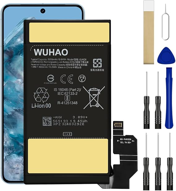 WUHAO for Google Pixel 8 Pro Battery GUKD8 Battery Upgraded for Google Pixel 8 Pro GUKD8 GC3VE with Repair Tool Kit