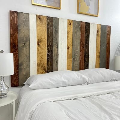 Barn Walls Solid Wood Headboard California King Size Rustic Mix with Smooth Natural Wood Grain, Handcrafted Wall-Mounted Panel Head Board, Adjustable Height, Modern Rustic Bedroom, Built to Last