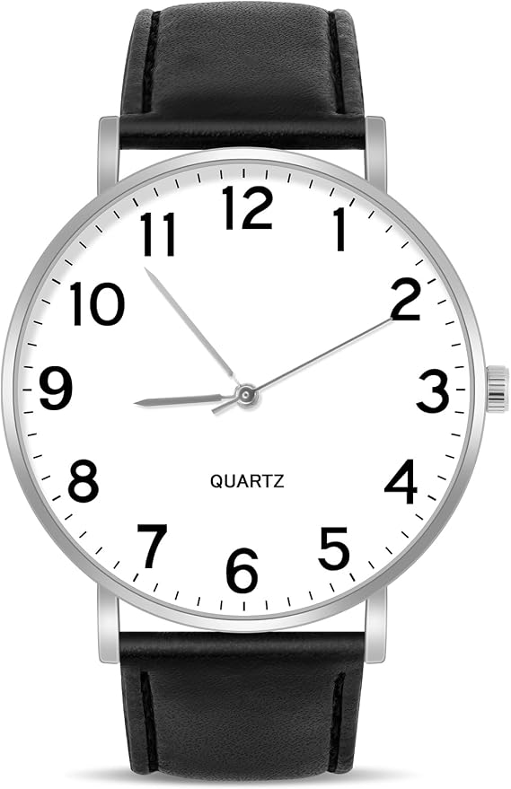 OFFCUP Mens Watches, 39MM Men's Chronograph Watch, Leather Watches Quartz Watch, Business Casual Fashion Gents Watch, Leather Strap Men's Wrist Watches Elegant Gift for Men