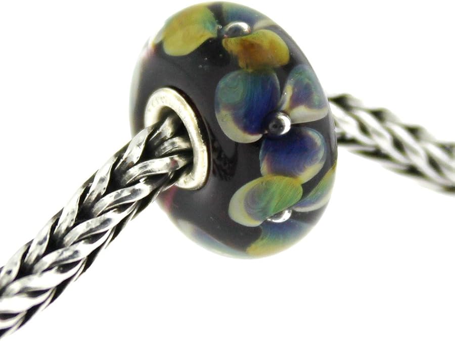 TROLLBEADS Authentic Glass 61404 Flowers on Indigo