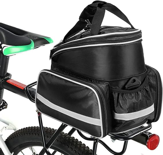 Bike Rear Rack Pannier Bag, 10-25 L Scalable Capacity, Waterproof Bike Bag for Bike Rear Seat with Shoulder Strap, for Road Bike MTB,Travel and Picnic (Black A)