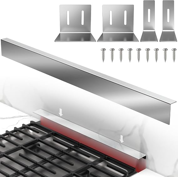 Silver 30 Inch Slide In Stove Rear Gap Filler Cover
