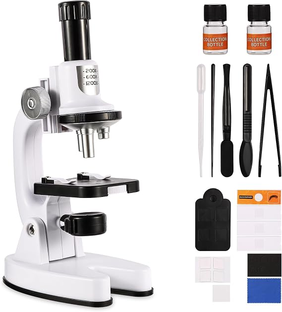 Kids Microscope High Magnification Portable Science Kit With Led Light,Beginner Microscope For Kids,Students Microbiological Observation Preschool Home Study Educational Toys