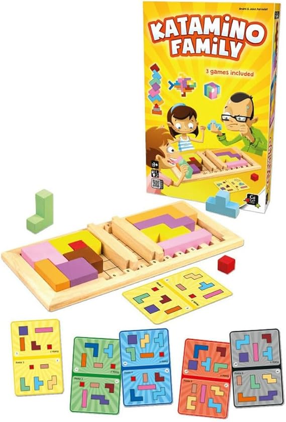 Katamino Family | Wooden Brain Teaser Puzzle Game for Kids and Parents | Educational Board Games for Toddlers and Kids of All Levels | Over 1000 Pentomino Combos | Ages 3+ | 1-2 Players | 10 Min