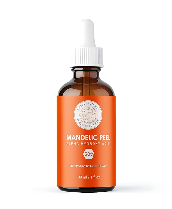 Mandelic Acid 50% AHA Chemical Peel Facial Exfoliating Solution for Smoother, Brighter Looking Skin Gentle Alpha Hydroxy Acid Treatment for Texture & Radiance 1 fl oz (30ml)