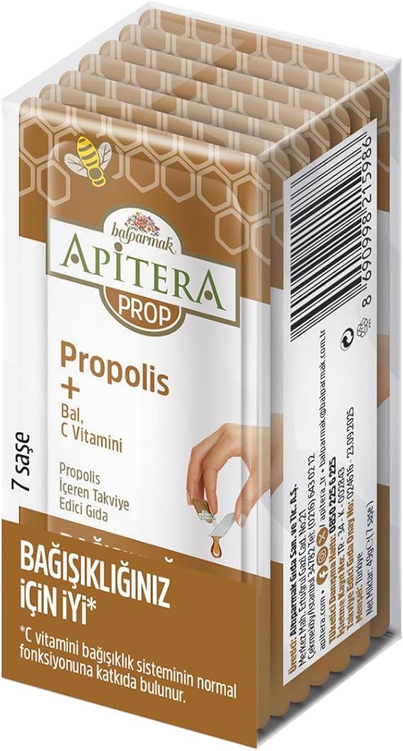 Apitera PROP Doğal Bal, C Vitamini ve 175 mg Propolis İçeren Takviye Edici 56'lıSaşe