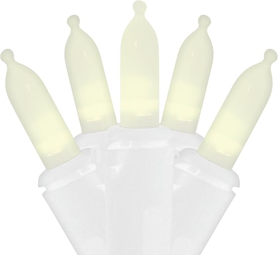 Brite Star 50 Lt Warm Glow Traditional Mini LED Lights, Warm White, White Wire