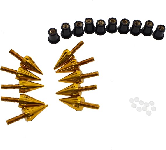 PROCNC Motorcycle Spike Windshield Bolts Screw Nuts Fit For Honda CBR 600rr 1000rr for Suzuki GSXR 600 750 1000 for Yamaha R1 R6 R6s for Kawasaki ZX6R ZX9R ZX10R ZX12 (Gold)