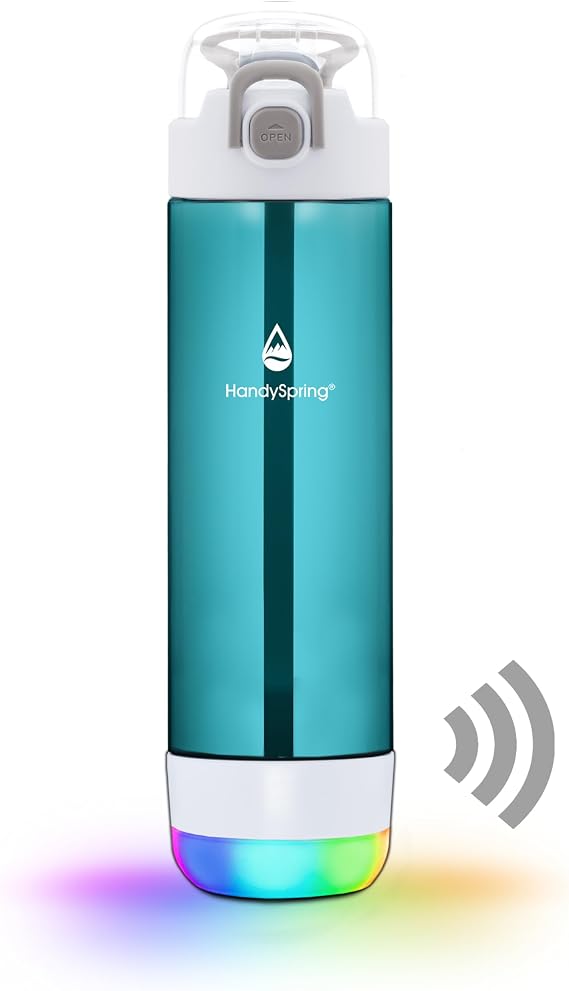 Smart Water Bottle with Reminder To Drink Water, Lights And Sound, Water Intake Tracker, Rechargeable, Tritan Plastic w/Straw, Gifts For Women, Men, Mom, Dad, Her, Him 26 Oz (GREEN)
