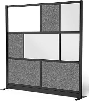 Luxor MW-7070-FWCGB Modular Wall Room Divider System - Black Frame - 70" x 70" Starter Wall with Whiteboard