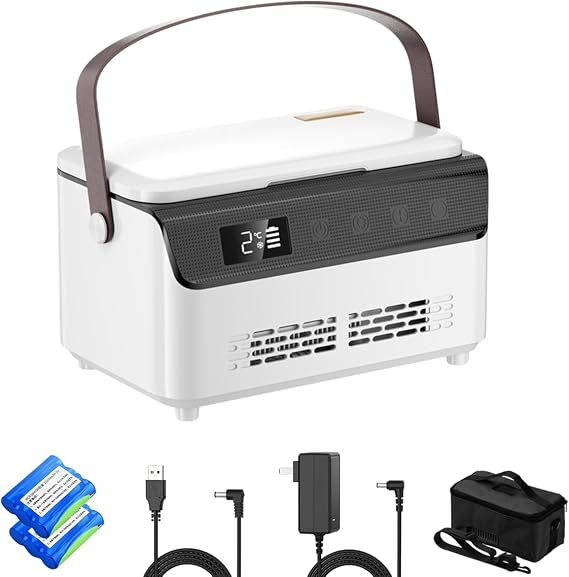 Portable medicine cooler box with LCD touch screen temperature display for home,travel,keep cooling at any time (double layer Celsius temperature)