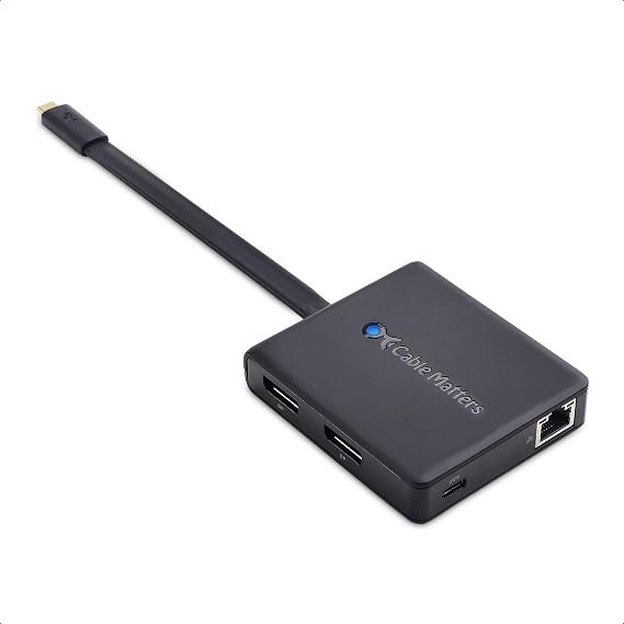 Cable Matters Dual Monitor USB C Hub, Dual 4K DisplayPort, 60W Charging | Single 4K@60Hz / Dual 4K@30Hz, 2x USB 2.0, Fast Ethernet, Compatible with Thunderbolt 4/USB4 Ports, Windows/Linux