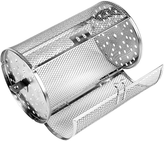 YARDWE Stainless Steel Rotisserie Grill Roaster Drums Oven Basket Oven Roast Baking for Peanut Dried Nut Coffee Beans BBQ Silver