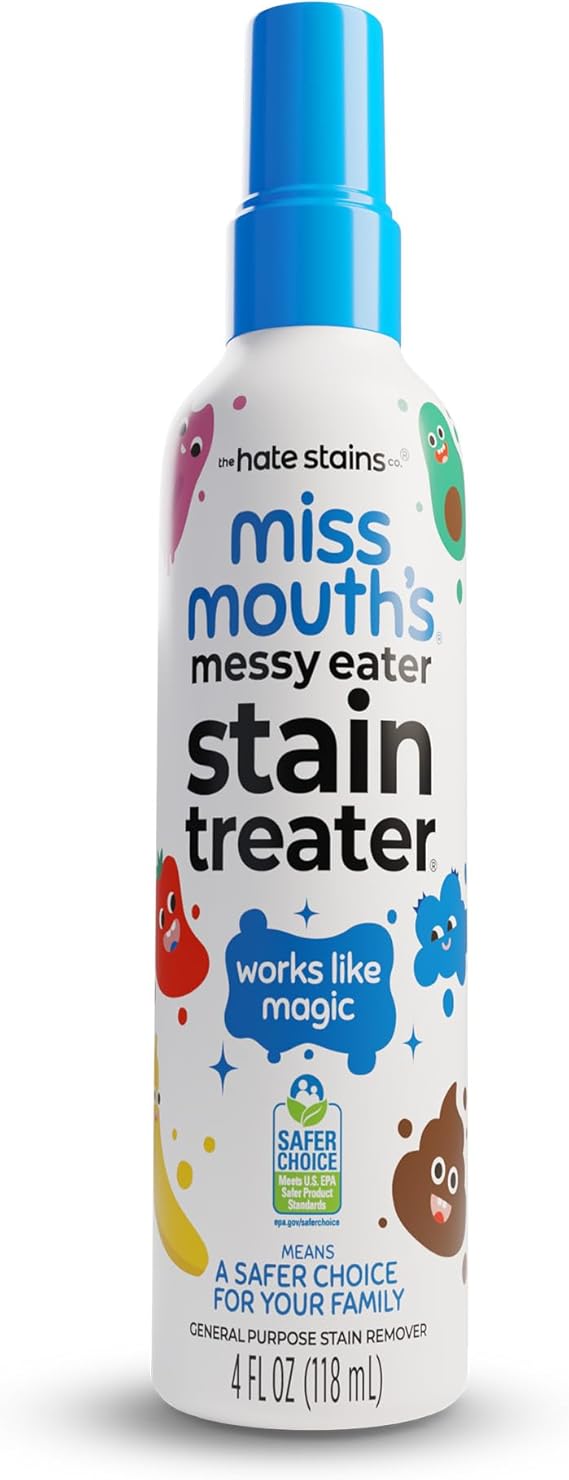 Miss Mouths Messy Eater Stain Treater Spray - 4oz Stain Remover - Newborn & Baby Essentials - No Dry Cleaning Food, Grease, Coffee Off Laundry, Underwear, Fabric