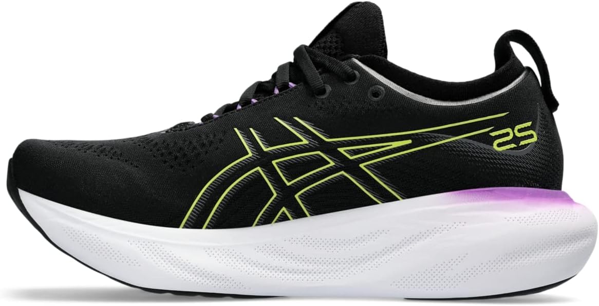 ASICS Nimbus 25 Road Running Shoe for Woman Black White