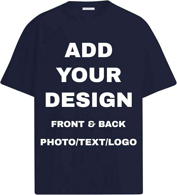 Personalized Custom T Shirts for Women Men T-Shirt Front Back Add Your Own Design with Image Text Logo