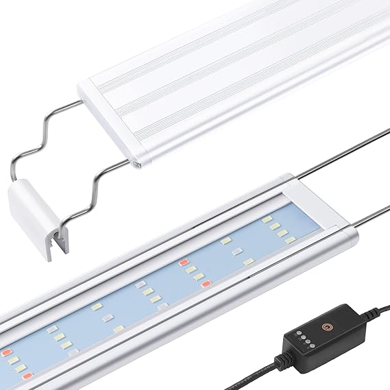 FEDOUR Full Spectrum LED Aquarium Light – 30cm 40cm 60cm Classic LED Fish Tank Light with RGB LEDs, with Timer and Stable Extendable Brackets (10W(30-50cm)) [Energy Class F]