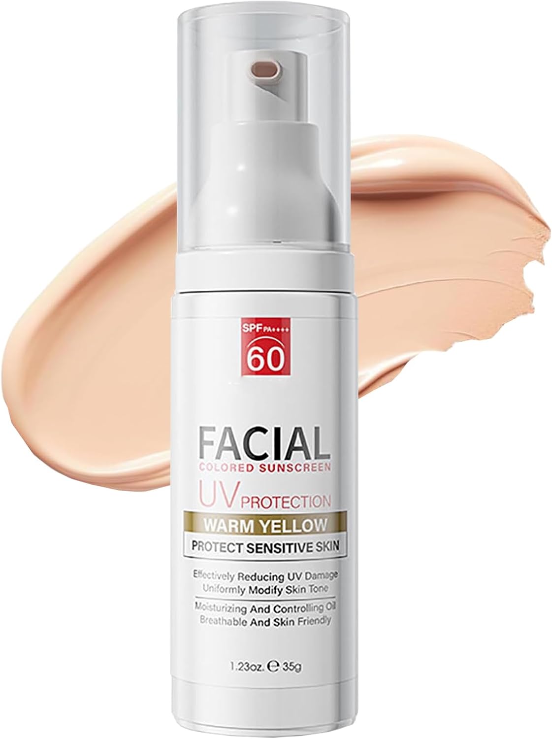 Tinted Sunscreen for Face Spf 60, Facial Colored Sunscreen Tinted, Tinted Spf 60 Face Moisturiser for Sensitive Skin, Daily Facial Sun Cream, Light &amp; Breathable, Non Greasy, Natural Coverage (1)