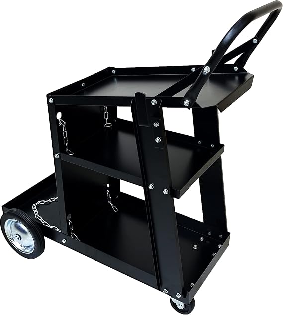 Welding Cart, Welding Carts for MIG/TIG Welder and Plasma Cutter Upgraded Cable Hook Tank Storage Safety Chain Welding Cart