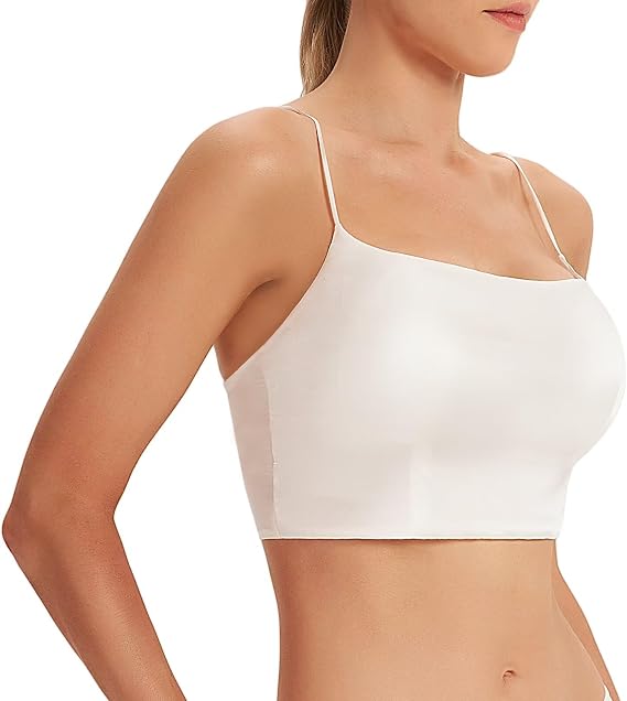 Women's Silk Crop Tank Top Spaghetti Strap Bralette | Premium Mulberry Silk. Lined Non-Shift Cups. Breathable Comfortable Fit. Versatile For Daily Wear Or Layering