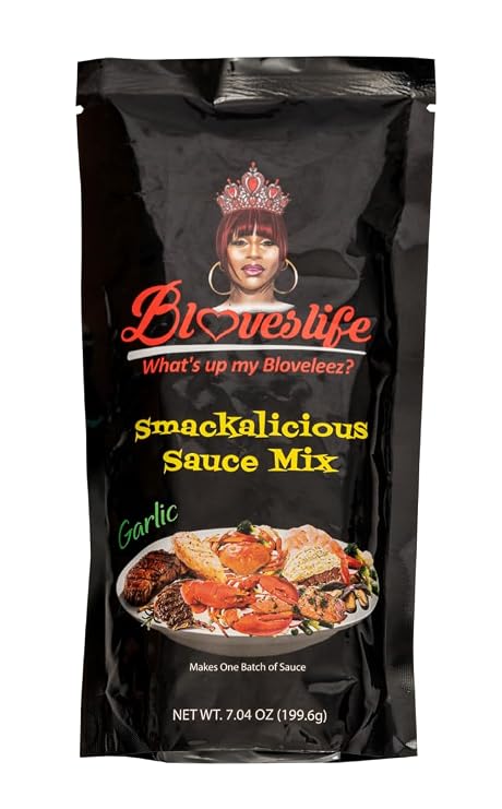 Bloveslife 1 Pack Garlic Smackalicious Sauce Seasoning Mix - Seafood Boil Butter Sauce Spice Blend with Cajun Garlic flavor for Fish, Crab, Shrimp, Crawfish, Meat and Veggies