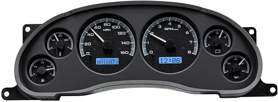 Dakota Digital VHX-94F-MUS-K-B Compatible with 1994-2004 Ford Mustang Analog Dash Gauge System Black Alloy Style Blue Backlighting