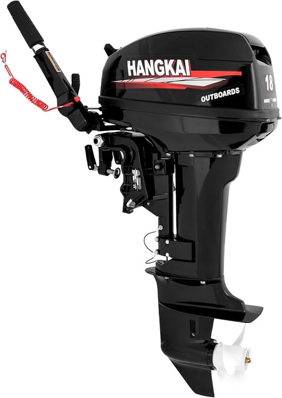2 Stroke 18HP Outboard Motor, 246CC Heavy Duty Fishing Boat Engine Outboard Motor Kit, Short Shaft Gasoline Outboard Boat Motor with Water Cooling & CDI Ignition System for Motorboat, Fishing Boat
