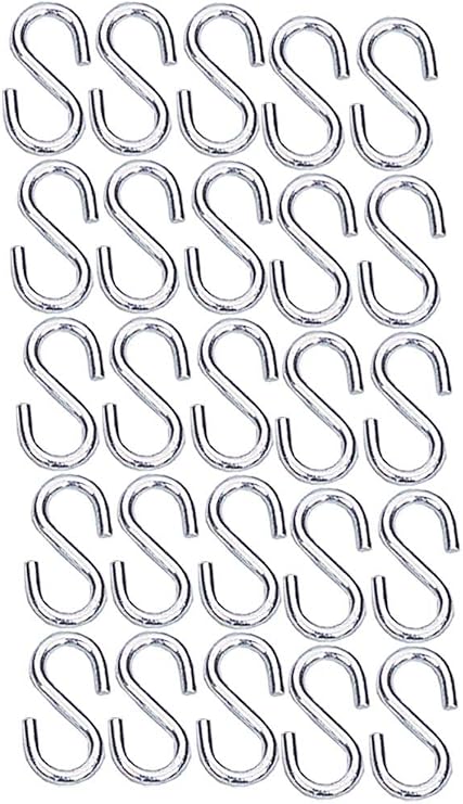 Dovetail 25 Pack 5/32" (4mm) Steel S Hook | 1.50" (3.81 cm) Length | Versatile Hanging Solution for Industrial & Home Use